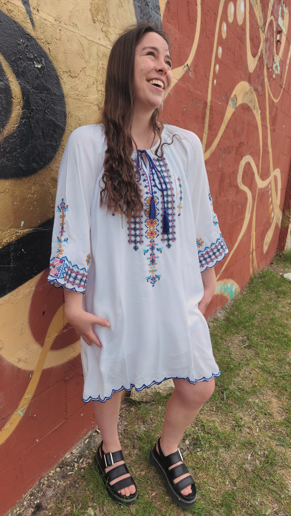 Papa Embroidered Dress