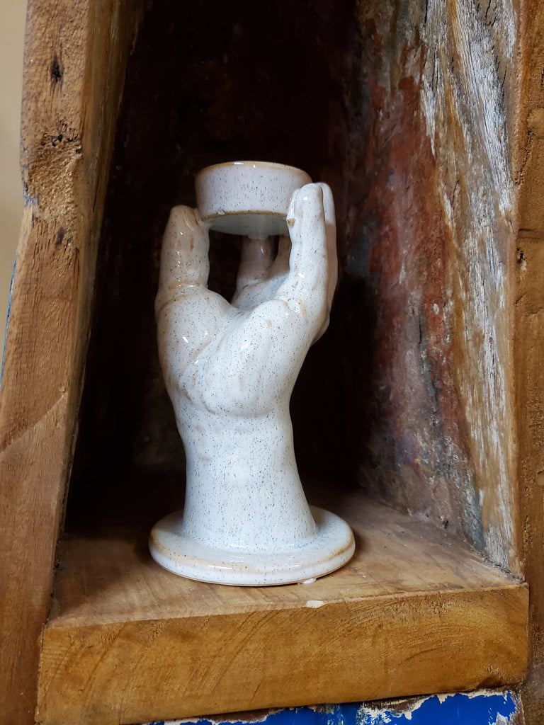 Stoneware Hand Tealight Holder