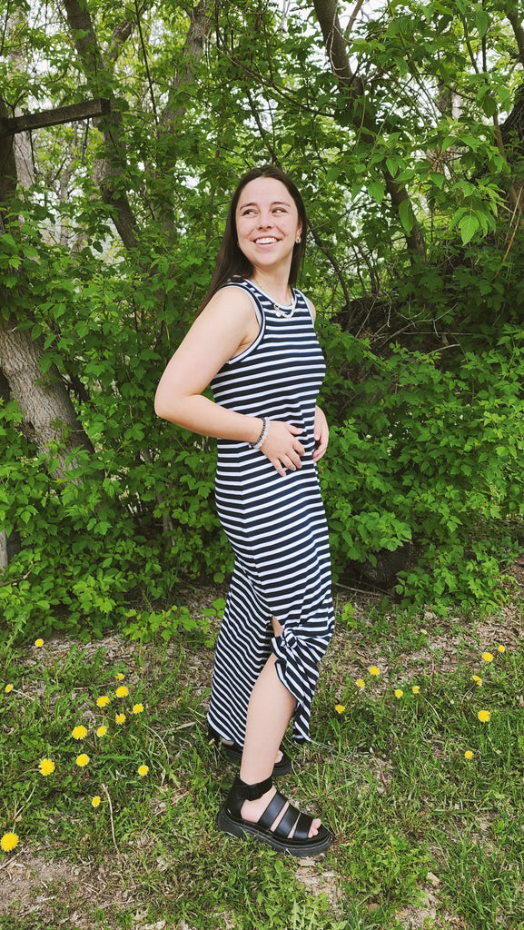 RD Style Navy Striped Maxi